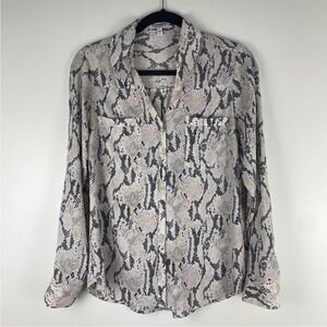 Express Women's Portofino Button Up Shirt Size S Snakeskin Print Business Casual